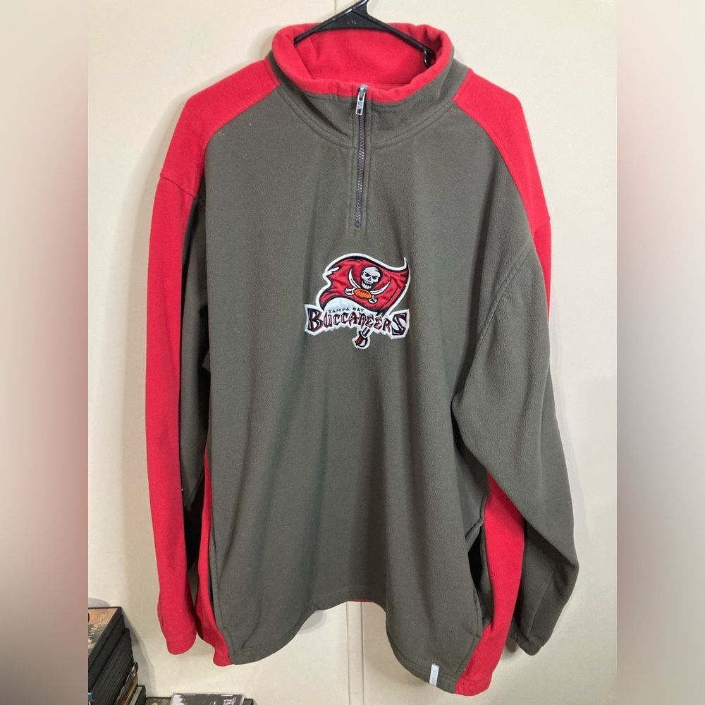 Tampa Bay Buccaneers Quarter Zip Men's 2XL Reebok 1/4 Fleece Sweatshirt